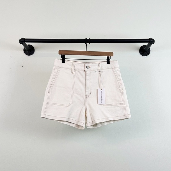 NWT Just Black High Rise Utility Cargo Shorts In Cream - Picture 4 of 8